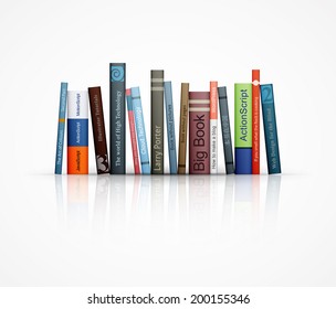Row Of Books On White Background Eps10 Vector Illustration