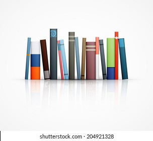 Row Of Books On White Background Eps10 Vector Illustration