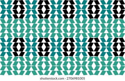 Fila y tablero de ajedrez triángulo verde y negro y diamante, arriba y abajo diseño de patrón de flecha para la impresión de tela, patrón sobre fondo blanco
