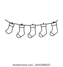 a row of christmas stockings hanging from a line
