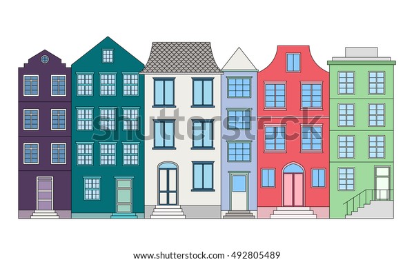 Row Color Houses Vector Illustration Stock Vector (Royalty Free ...