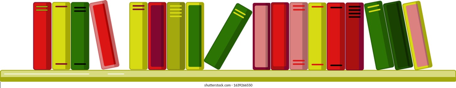Row Of Colorful Books, Vector Illustration