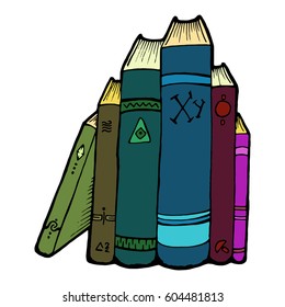 Row of colorful books. vector illustration.