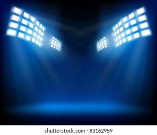 Row of floodlights. Vector illustration.