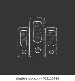 Row of folders. Drawn in chalk icon.