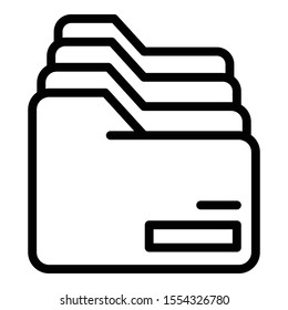 Row of folders icon. Outline row of folders vector icon for web design isolated on white background