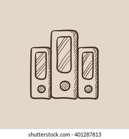 Row of folders sketch icon.