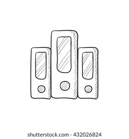 Row of folders vector sketch icon isolated on background. Hand drawn Row of folders icon. Row of folders sketch icon for infographic, website or app.