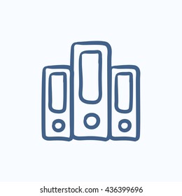 Row of folders vector sketch icon isolated on background. Hand drawn Row of folders icon. Row of folders sketch icon for infographic, website or app.