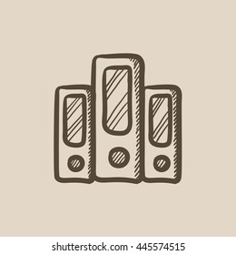 Row of folders vector sketch icon isolated on background. Hand drawn Row of folders icon. Row of folders sketch icon for infographic, website or app.