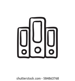 Row of folders vector sketch icon isolated on background. Hand drawn Row of folders icon. Row of folders sketch icon for infographic, website or app.