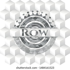Row grey badge with geometric cube white background