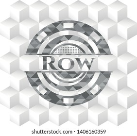 Row grey emblem. Retro with geometric cube white background