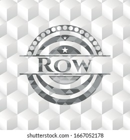 Row grey emblem. Retro with geometric cube white background