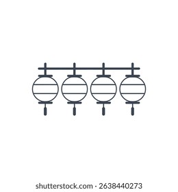 row of hanging lanterns on a string icon
