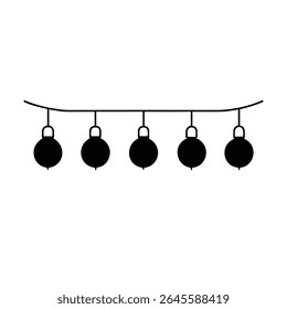 a row of hanging ornaments in a horizontal layout