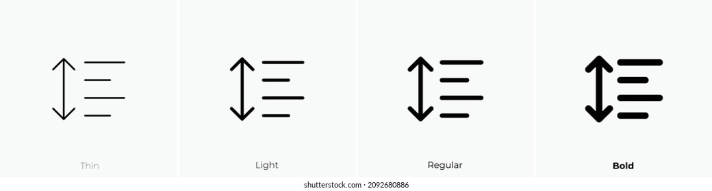 row height icon. Thin, Light Regular And Bold style design isolated on white background