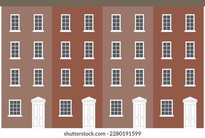 row house flat colored vector illustration