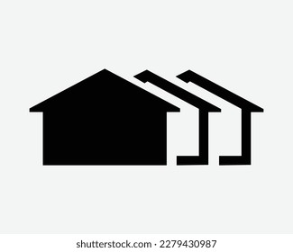 Row of Houses Icon Homes Building Housing House Home Simple Set Vector Black White Silhouette Symbol Sign Graphic Clipart Artwork Illustration Pictogram