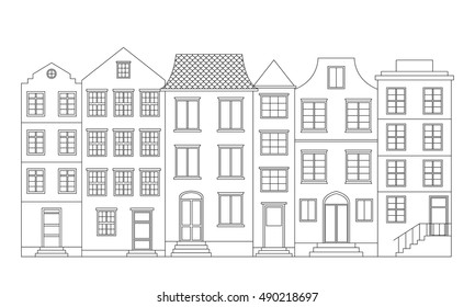 Row of houses, vector illustration