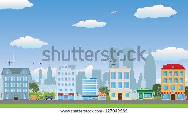 Row Houses Vector Illustration Stock Vector (Royalty Free) 127049585 ...
