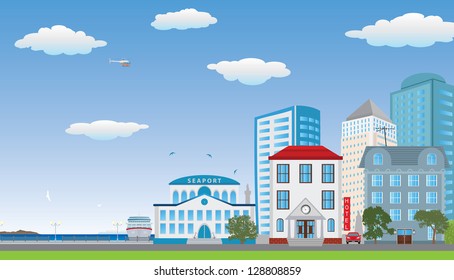 The row of housesy. Vector illustration