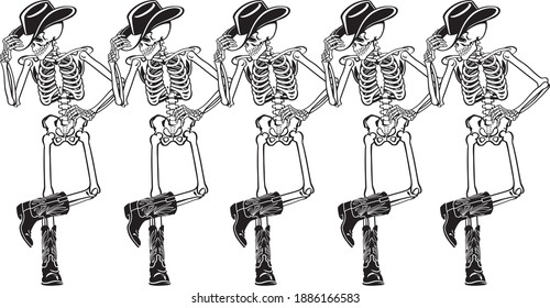 Row Of Human Skeleton Line Dancing