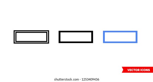 Row icon of 3 types: color, black and white, outline. Isolated vector sign symbol.