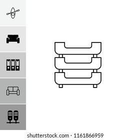 Row icon. collection of 6 row filled and outline icons such as sofa, binder, rowing boat. editable row icons for web and mobile.