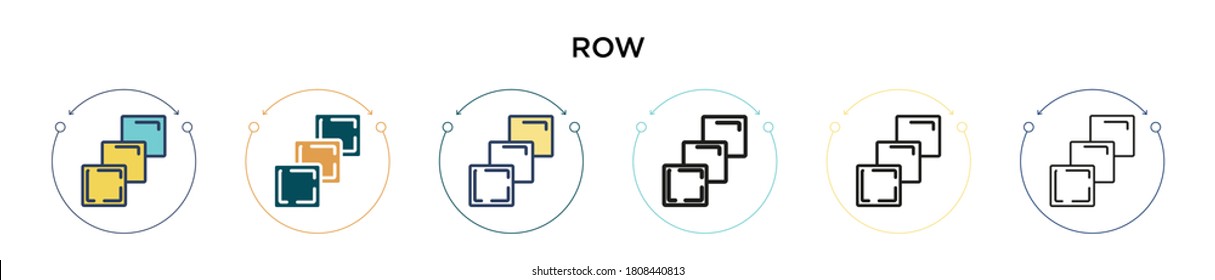 Row icon in filled, thin line, outline and stroke style. Vector illustration of two colored and black row vector icons designs can be used for mobile, ui, web