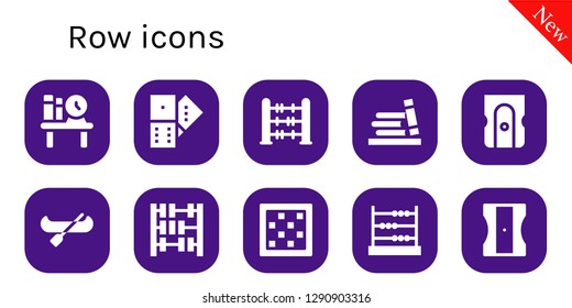  row icon set. 10 filled row icons. Simple modern icons about  - Bookshelf, Domino, Abacus, Sharpener, Canoe, Chess board