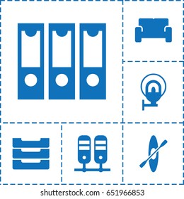 Row icon. set of 6 row filled icons such as table box, sofa, street lamp, rowing
