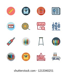 row icon set. vector set about text lines, bookshelf, abacus and bar stool icons set.