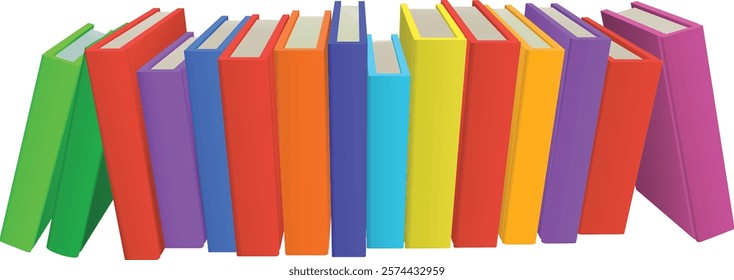 A row of library or education books illustration