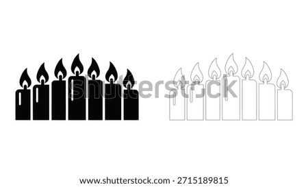 Row of lit candles symbolizing illumination and celebration