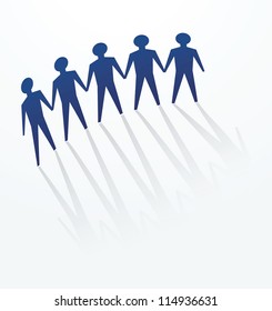 a row of man cutout for concepts of defence, protest, protect, unity or others.