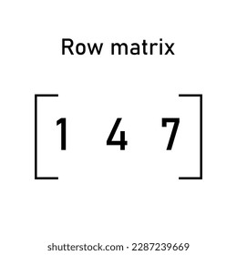 Row matrix. Types of matrices in mathematics. Vector illustration isolated on black background.