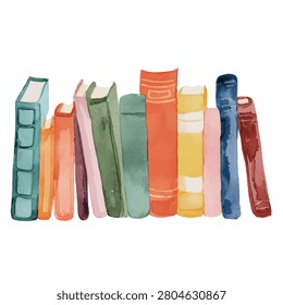 Row of multicolored book spines side by side