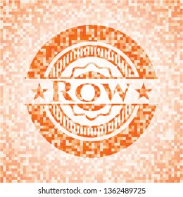 Row orange mosaic emblem with background