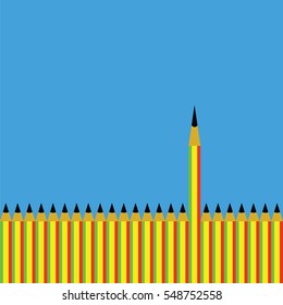 row of pencils with one  symbolizing the special one