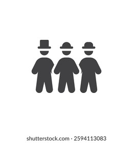 A row of people in hats vector icon. filled flat sign for mobile concept and web design. Easter Parade glyph icon. Symbol, logo illustration. Vector graphics