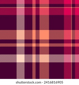 Row plaid check seamless, repetition tartan textile pattern. Free vector fabric background texture in dark and red colors.