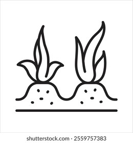 Row Planting Icon. Methods Of Planting. Vector Editable Stroke 