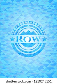 Row realistic light blue emblem. Mosaic background