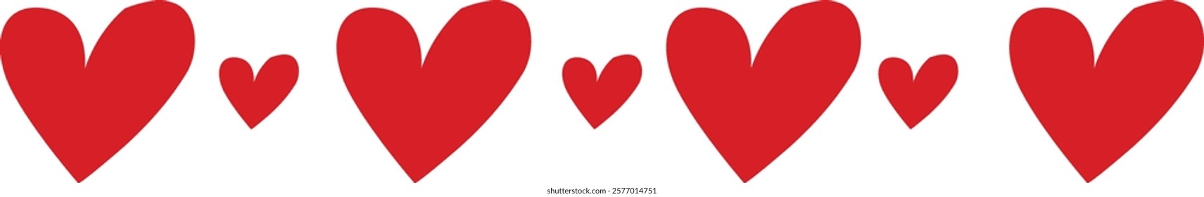 Row of Romantic Red Heart Shapes
