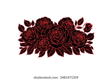 a row of roses with open vector illustration 
