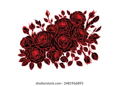 a row of roses with open vector illustration 
