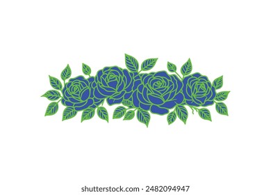 a row of roses with open vector illustration 

