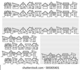 row of a simple house - line drawing -