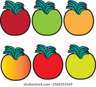 A row of six simple line drawings of tomatoes